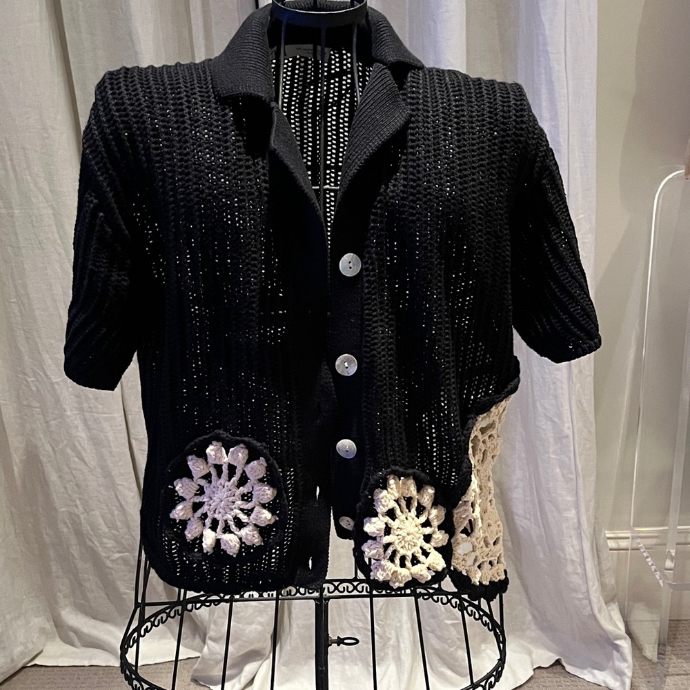 Zara Black Crochet Accent Sweater